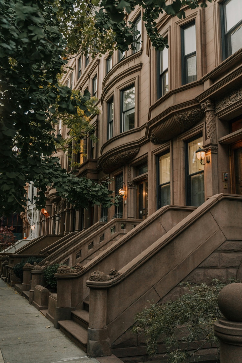 Brownstone walkup building in Manhattan